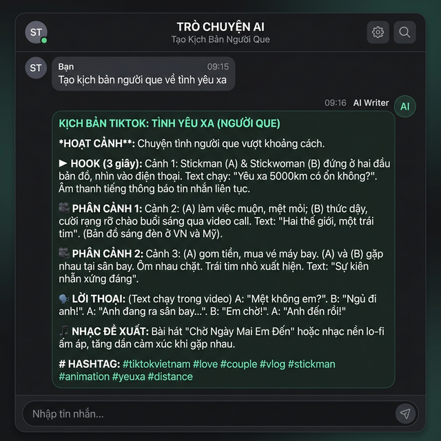 Bước 3: Nhận kịch bản viral ngay lập tức