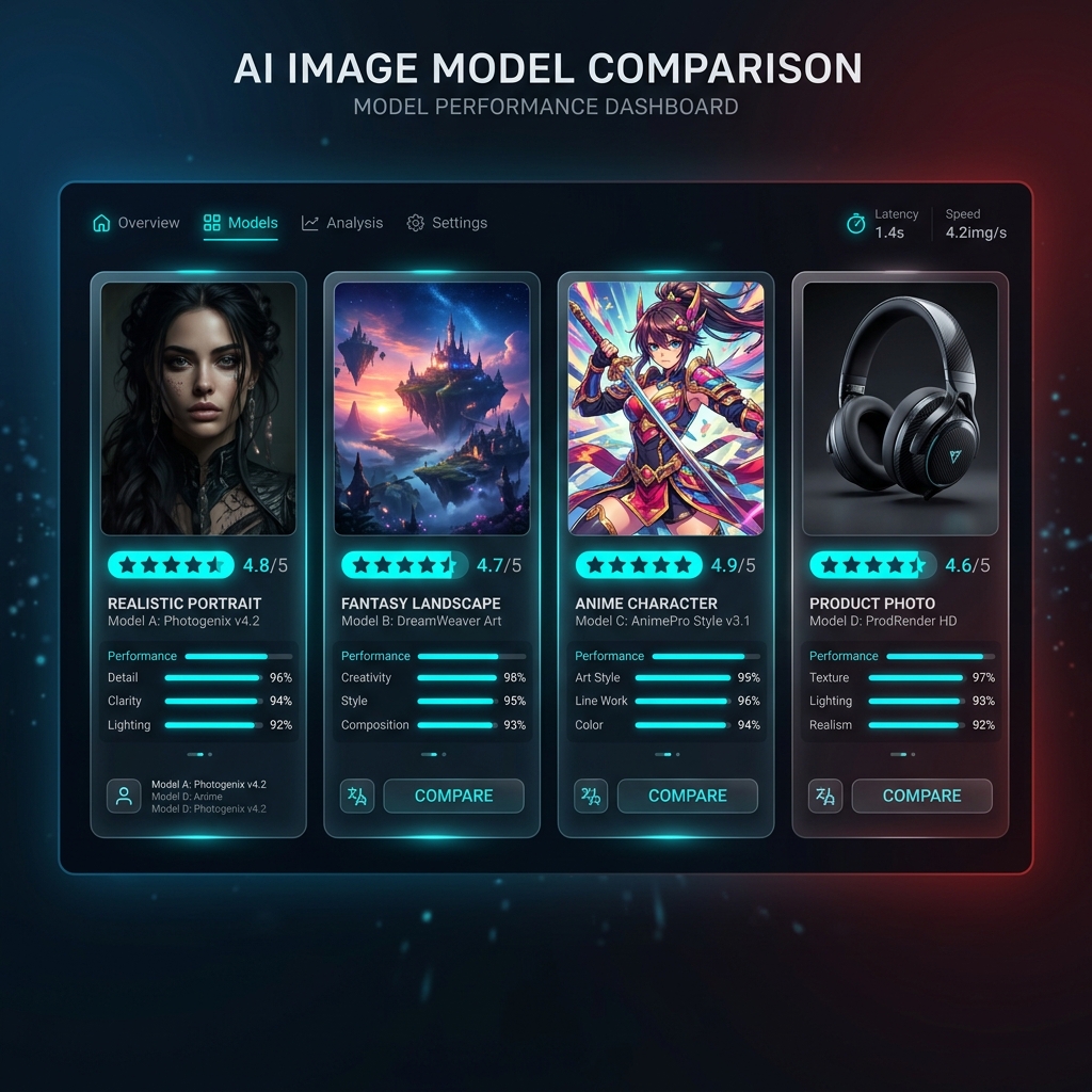 So sánh model AI tạo ảnh 2026 - Dashboard benchmark chi tiết KGen Gallery